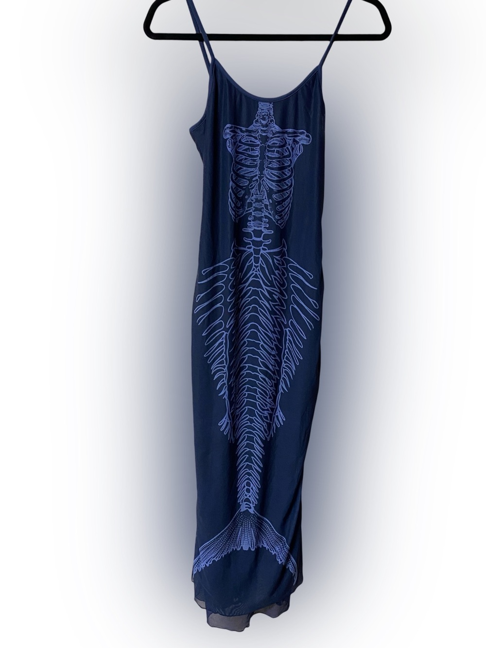 ROWME Navy Blue Skeleton Print Slip Midi Dress - Women's Size Smll